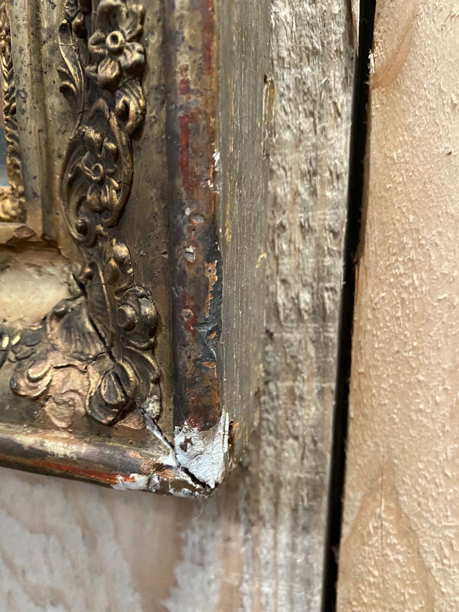 Antique gilded wood mirror