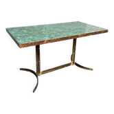 Coffee table with malachite top and brass frame, France, 1950s