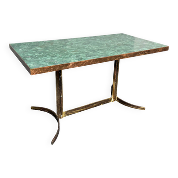 Coffee table with malachite top and brass frame, France, 1950s