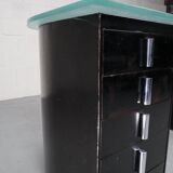 1930's modernist desk in black lacquered metal