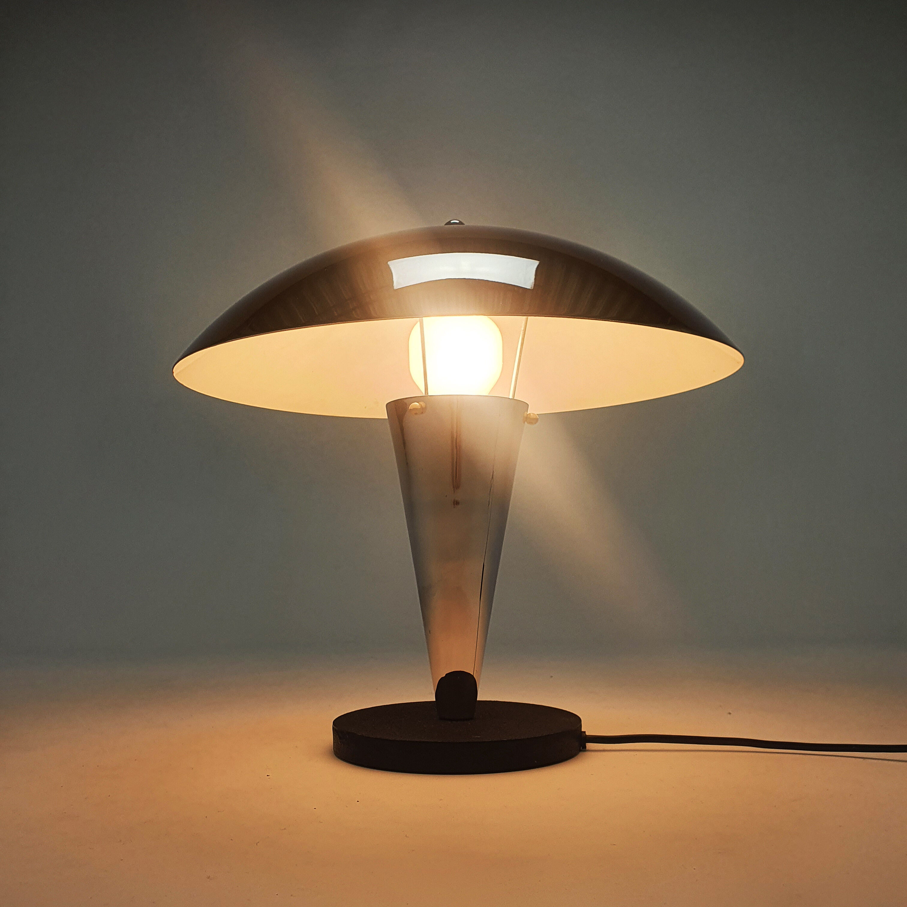 Vintage Chrome plated Mushroom Table lamp, 1970s