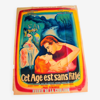 Affiche cinéma originale "Cet âge est sans pitié" 1952 Colette Darfeuil 120x160 cm