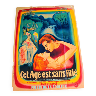 Affiche cinéma originale "Cet âge est sans pitié" 1952 Colette Darfeuil 120x160 cm