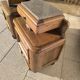 Set of 2 marble and wood bedside tables