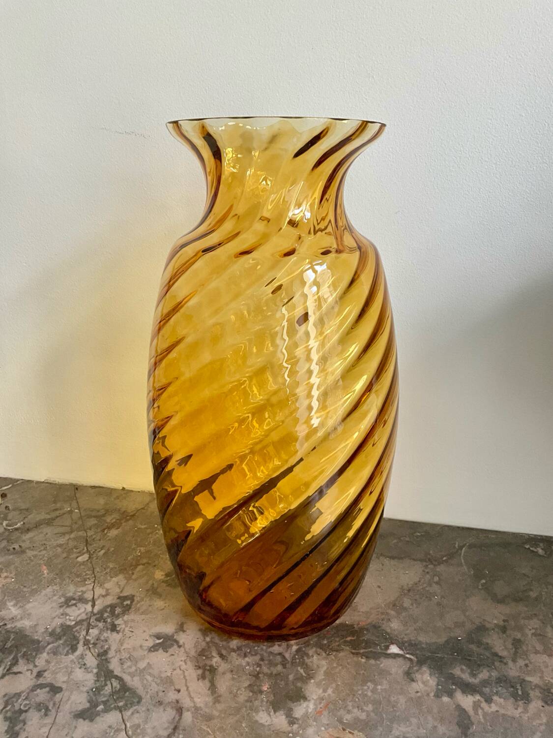 Amber blown glass vase