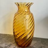 Amber blown glass vase