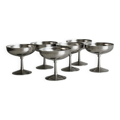 6 coupelles sur pied en inox MAT style Letang Remy