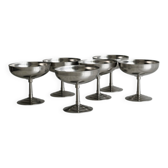 6 coupelles sur pied en inox MAT style Letang Remy