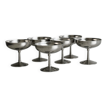 6 coupelles sur pied en inox MAT style Letang Remy