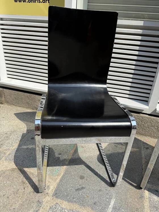 "Klass" designer chairs - wenge wood and chrome legs