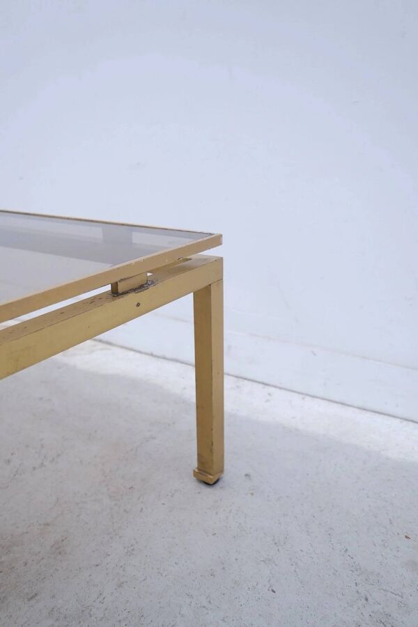 Table basse de Guy Lefevre pour Maison Jansen en laiton, 1960