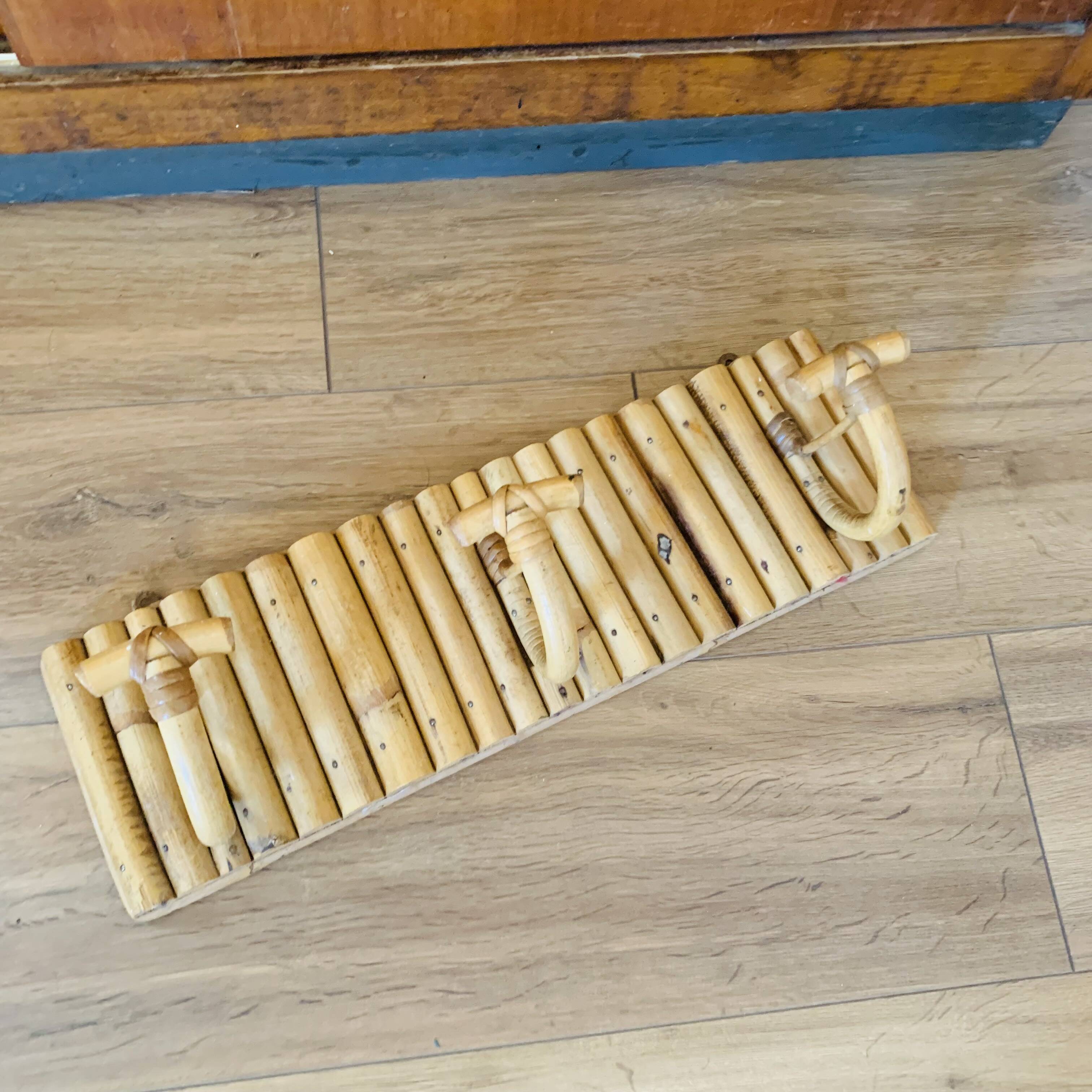 Vintage rattan coat rack