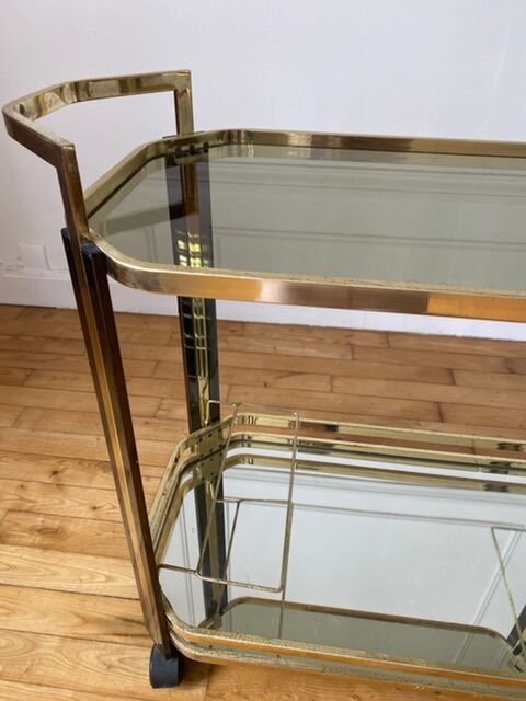 Gold metal dessert and smoked glass