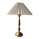 Brass table lamp with pleated shade, 1960s vintage design.