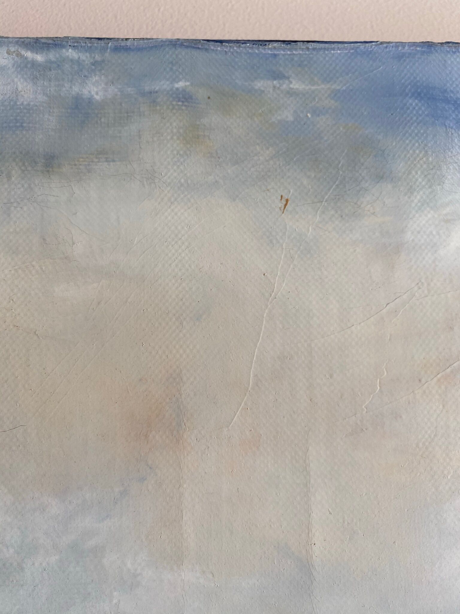 Ancient painting, winter landscape in Auvergne, signed, 20th century