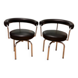 Pair of LC7 Charlotte Perriand swivel armchairs - Le Corbusier
