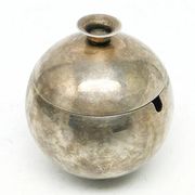 Mid-century modern sugar bowl, silver-plated brass, HEFRA, Poland, 1960s
