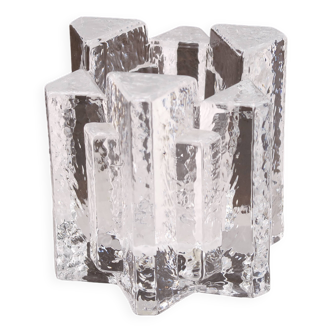 Swedish Lindshammar glass candle holder by Christer Sjogren, 1960s