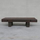 Brutalist belgium oak sleeper mid-century coffee table