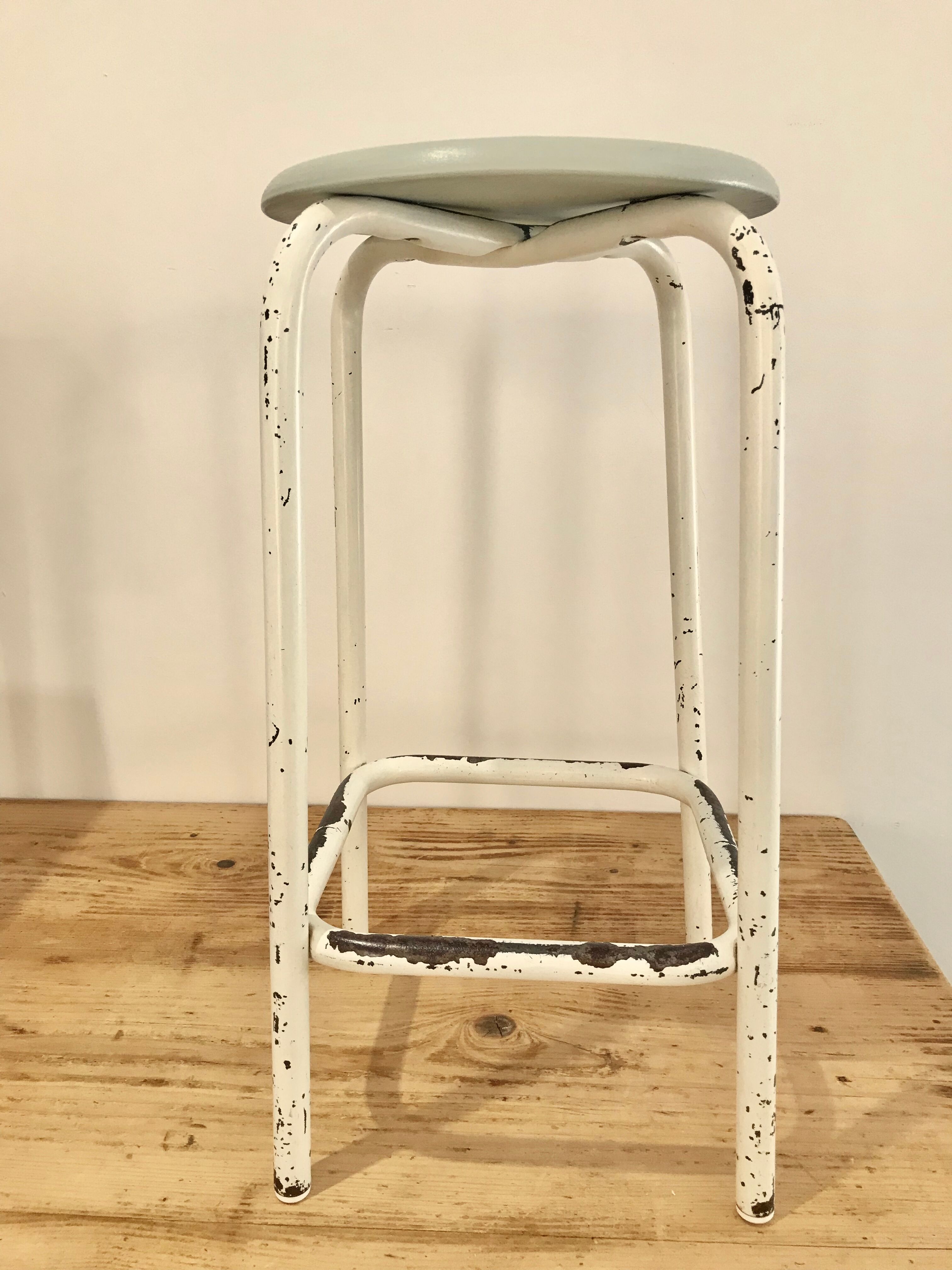 Vintage mint and white stool