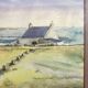 Watercolour on Paper JEAN MOREL View of Fishermen's House + White Wooden Frame