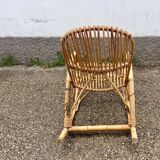 Rocking chair rotin 1960 bambou