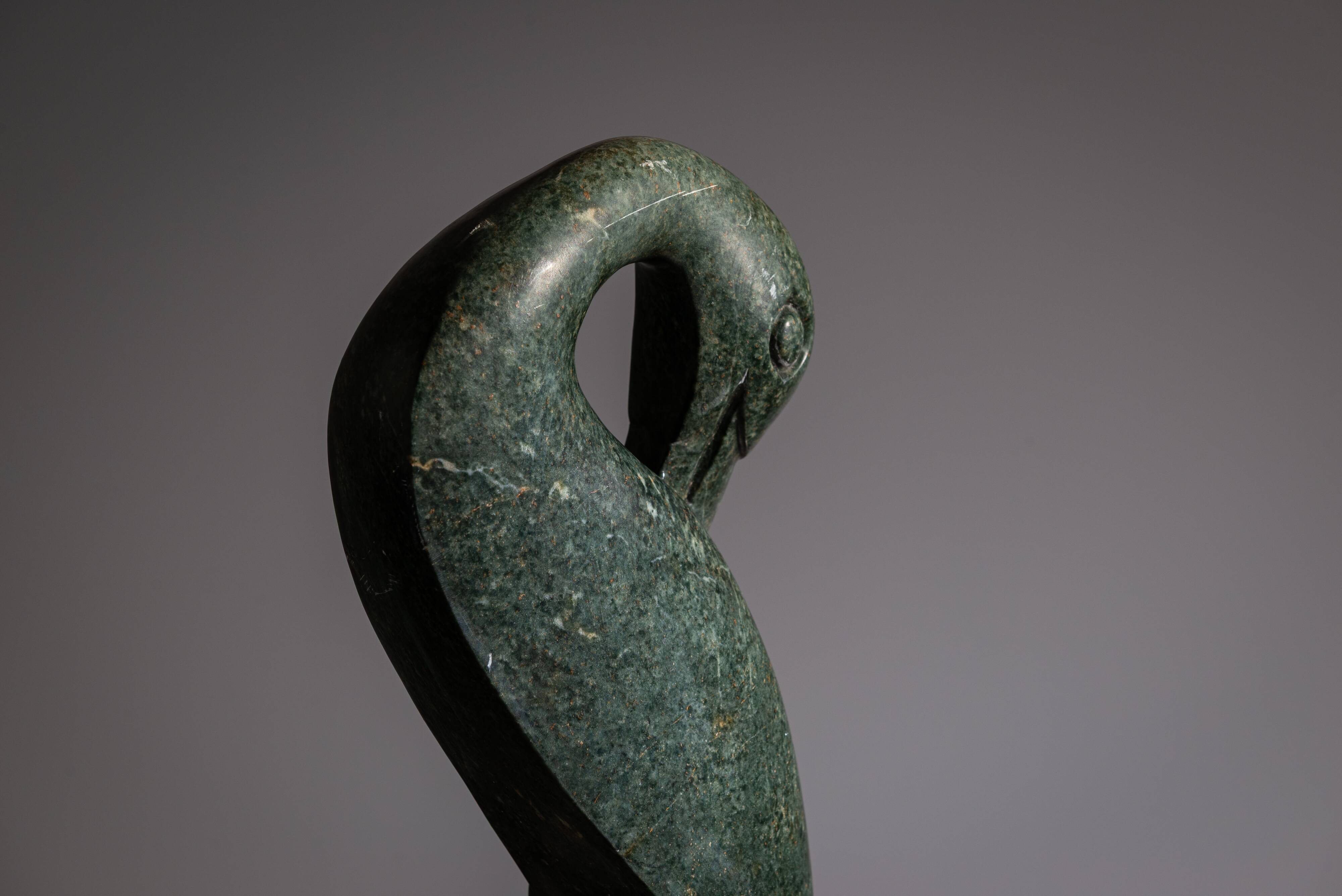 Shona bird sculpture in serpentine stone