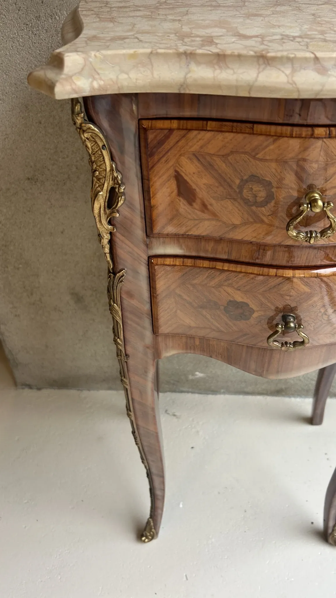 Louis XV style bedside table in marquetry with a top m
