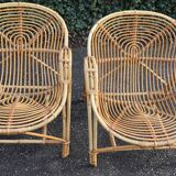 Pair of vintage rattan armchairs