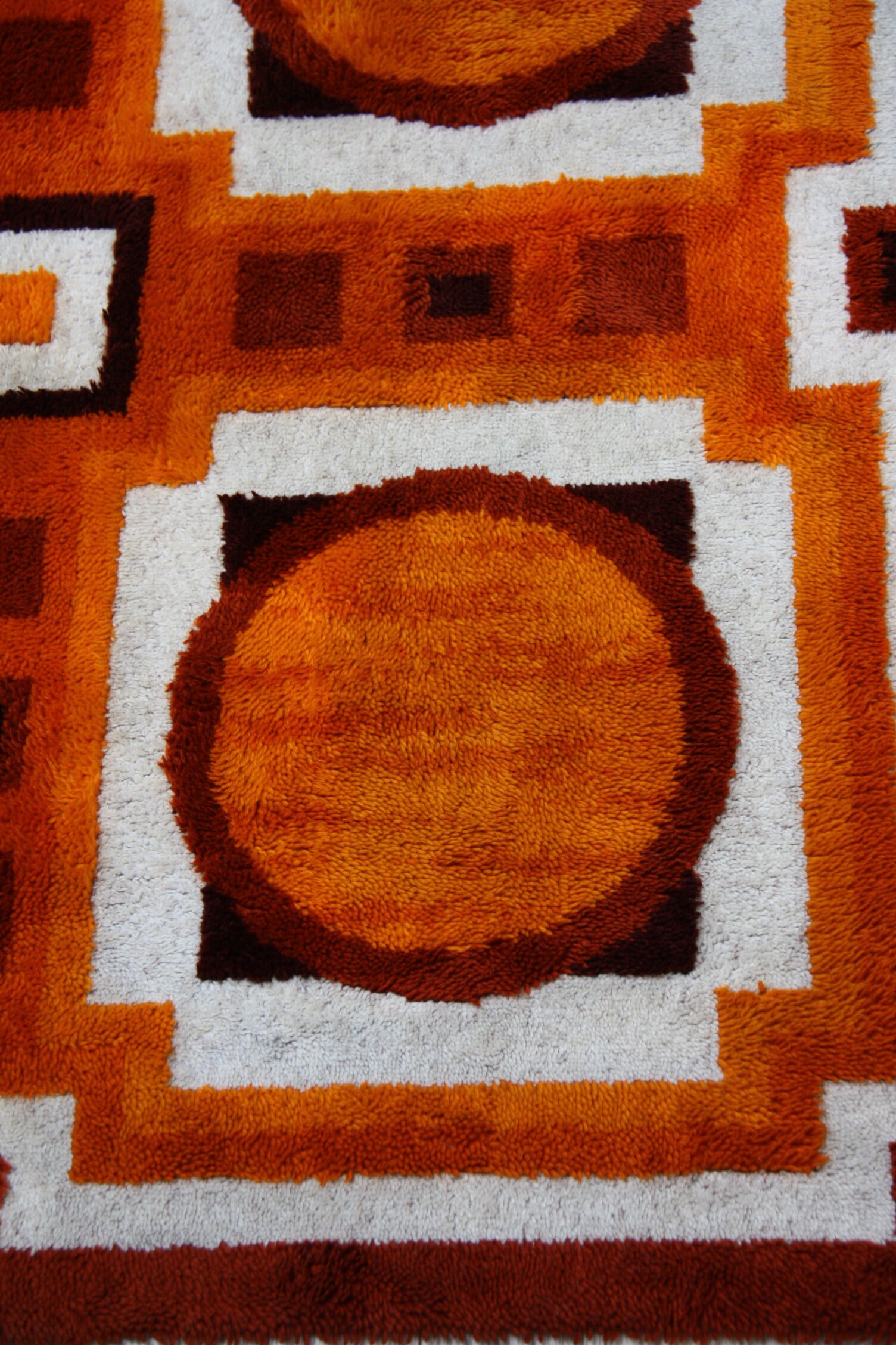 Vintage carpet in wool - 'fity shades of orange' - Germany - 1960's