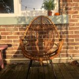 Rattan shell armchair (metal feet)