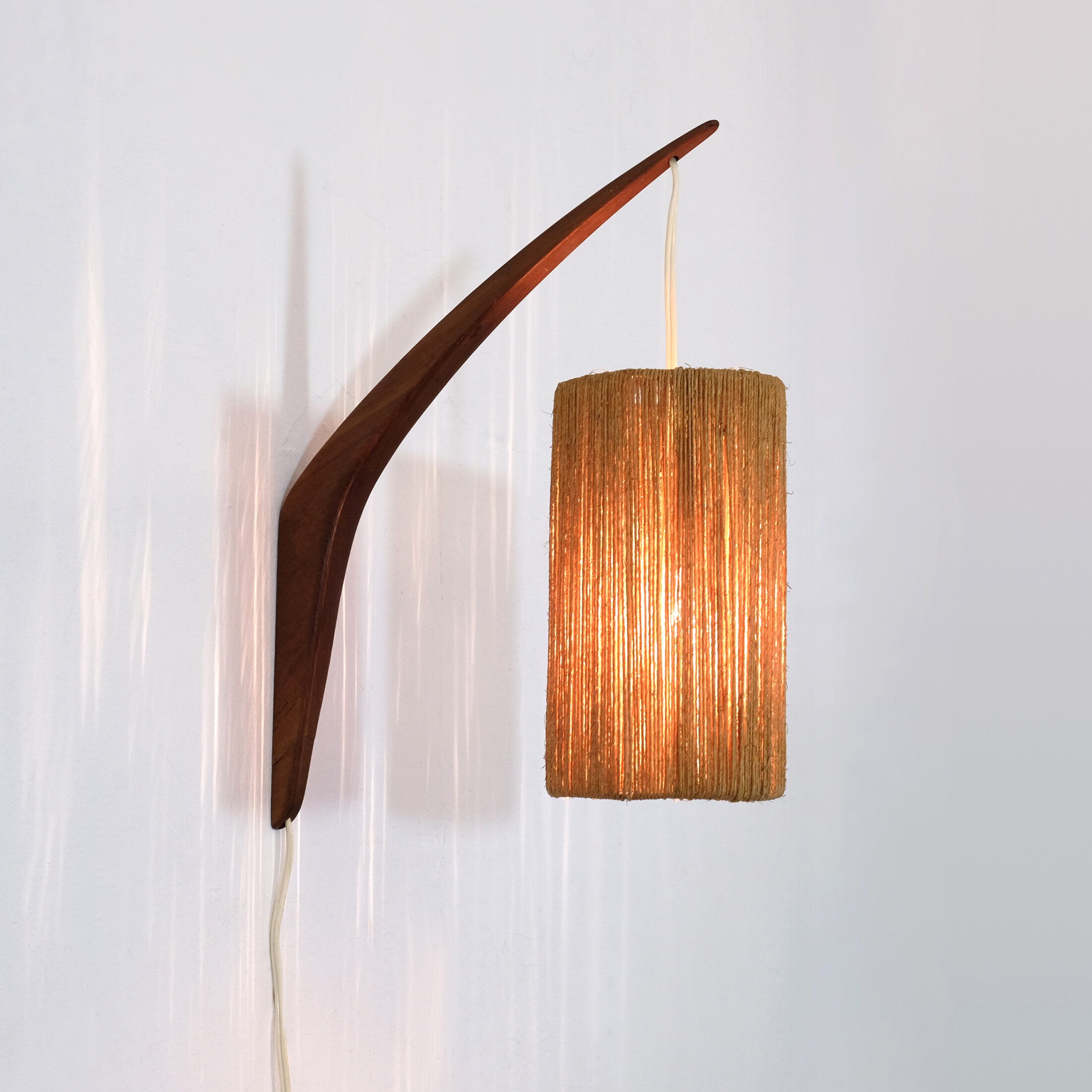 Scandinavian wall lamp wood and rope attributed to Ib Fabianssen