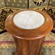 Bedside table in flamed mahogany and white marble