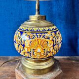 Gien lamp – blue earthenware and brass – early 20th century