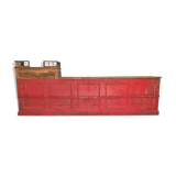 Former red patina and oak tray trading counter