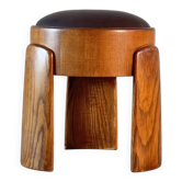 Tabouret en frêne et cuir noir par Forme, Italie