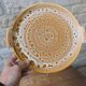 Vintage serving dish for cakes in Niderviller stoneware, Fauve model from the 1960s.