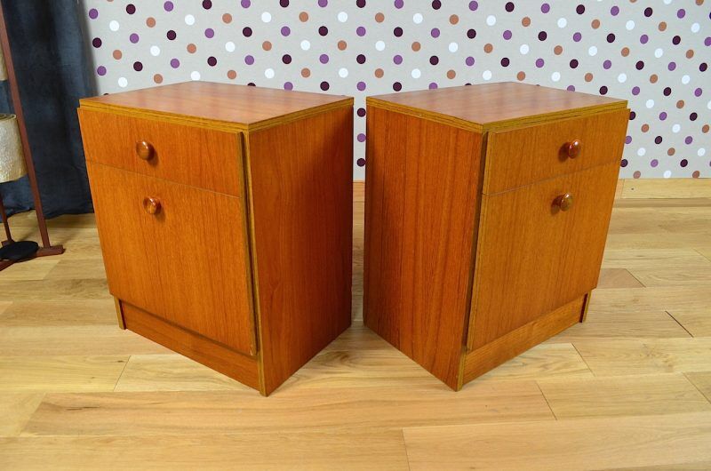 Pair of nightstands Vintage teak Scandinavian Design 1965