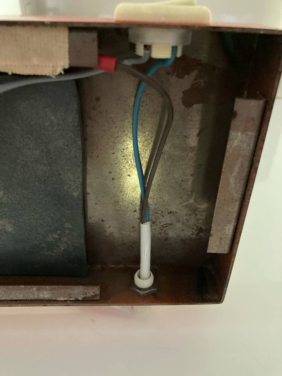 Large vintage orange desk lamp from the 70s in metal