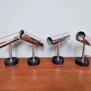 Pair of chrome metal wall lights, Staff Leuchten, Germany, 1970.
