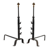 Old wrought iron fire dogs, Europe, late 19th century