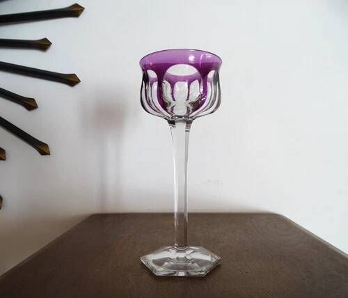 BACCARAT "Malmaison" Glass wine rhinestone double violet antique - 19 cm