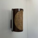 Pair of vintage sconces, cane and chrome, France 1970