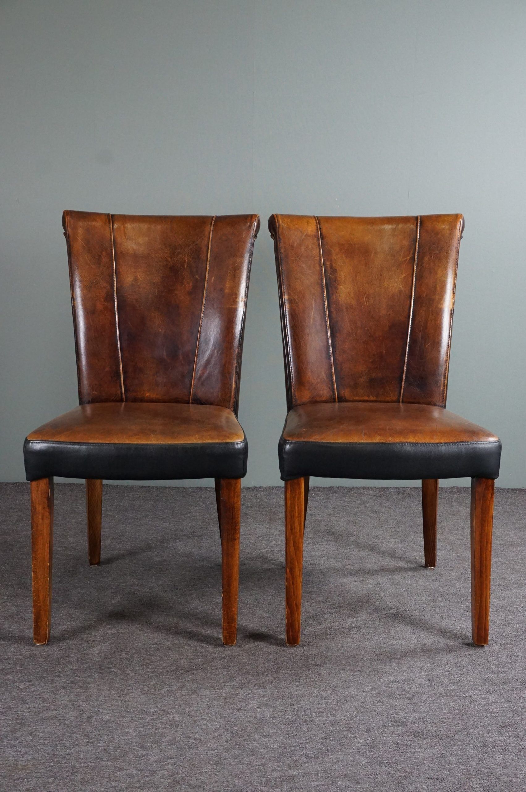 Set of 5 sheepskin dining chairs