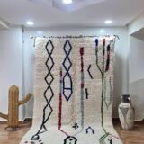 Authentic Moroccan Beni Ourain Wool Rug – Handwoven Berber Carpet with Geometric Patterns, Boho-Chic