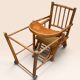 Chaise haute pour enfant en bois courbé