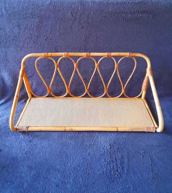 1960s rattan wall shelf