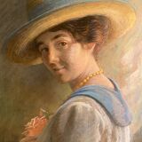 Portrait de femme signé de 1918