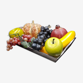 Still life metal tray mars & more with fruit and vegetable set