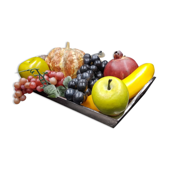 Still life metal tray mars & more with fruit and vegetable set